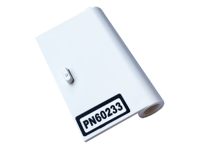 Lego Door 1 x 3 x 4 Right - Open Between Top and Bottom Hinge with 'PN60233' Pattern (Sticker) - Set 60233 / White