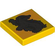 Lego Tile 2 x 2 with Brown Badger, Hufflepuff Crest Print