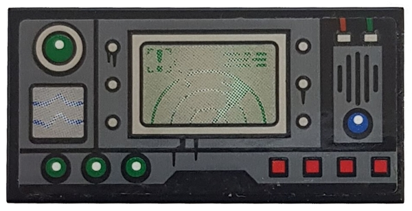 Lego Tile 2 x 4 with Control Panel and Radar Screen Pattern (Sticker) - Set 70603