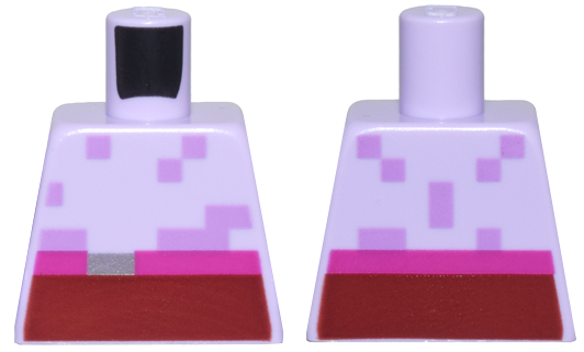 Lego Torso Pixelated Dark Red and Magenta Wide Belt with Silver Buckle, Medium Lavender Spots Pattern / Lavender
