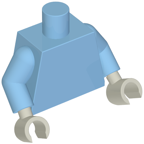 Lego Torso, Medium Blue Arms, Light Bluish Gray Hands [Plain] / Medium Blue
