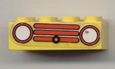 Lego Brick 2 x 4 with Car Grille Fabuland Horizontal Red Pattern (Sticker) - Sets 134-2 / 344-2