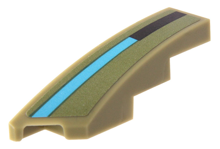 Lego Wedge 4 x 1 Left with Black and Dark Azure Stripe Pattern (Sticker) - Set 76923