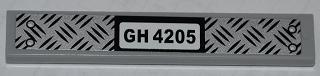 Lego Tile 1 x 6 with Tread Plate and 'GH 4205' Pattern (Sticker) - Set 4205