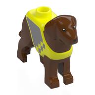 Lego Animal, Dog, Standing with Yellow Vest, Silver Print / Reddish Brown