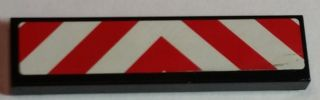 Lego Tile 1 x 4 with Red and White Chevron Danger Stripes Thick, Red in Middle Pattern (Sticker) - Sets 60022 / 60183