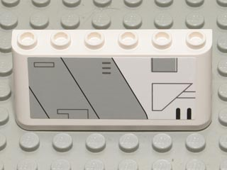 Lego Windscreen 2 x 6 x 2 with SW Gunship Panel Pattern Lower Left (Sticker) - Set 7163 / White