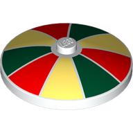 Lego Dish 4 x 4 Inverted [Radar] with Dark Green/Red/Bright Light Yellow Sections Print