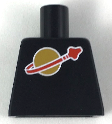 Lego Torso with Classic Space Logo High on Torso Pattern, Inside with Ribs (second reissue) / Black