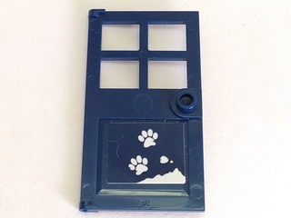 Lego Door 1 x 4 x 6 with 4 Panes and Stud Handle with Snow and White Paw Prints Pattern (Sticker) - Set 41323