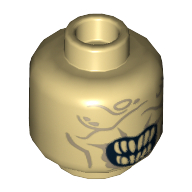 Lego Minifig Head Mouth of Sauron, Wrinkles, Mouth with Pointed Teeth Print [Hollow Stud] / Tan