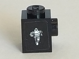 Lego Brick, Modified 1 x 1 with Stud on Side with Michelin Man Logo Pattern Model Right Side (Sticker) - Set 75887