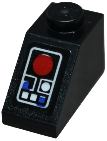 Lego Slope 45 2 x 1 with SW Death Star Control Panel with Blue, Red and White Buttons and Lights Pattern (Sticker) - Set 75159