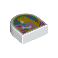 Lego Tile Round 1 x 1 Half Circle with Princes Peach Print