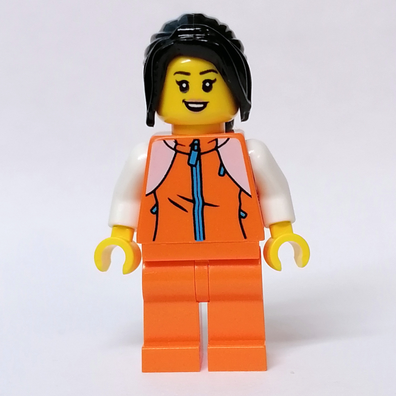 Lego Orange Torso, Orange Legs, Black Hair