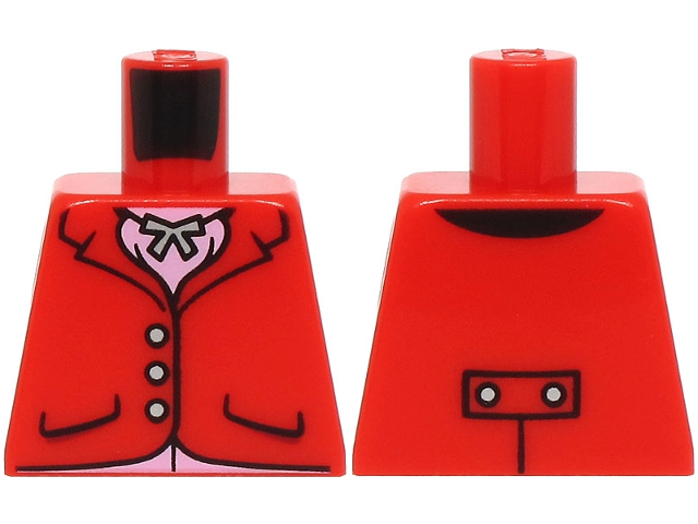 Lego Torso Riding Jacket with Pockets and Silver Buttons, Pendant Necklace, Bright Pink Shirt Pattern (BAM) / Red