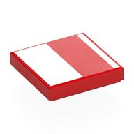 Lego Tile 2 x 2 with White Rectangle, Stripe Print / Red