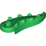 Lego Animal Body Part, Alligator / Crocodile Tail with Hole / Green