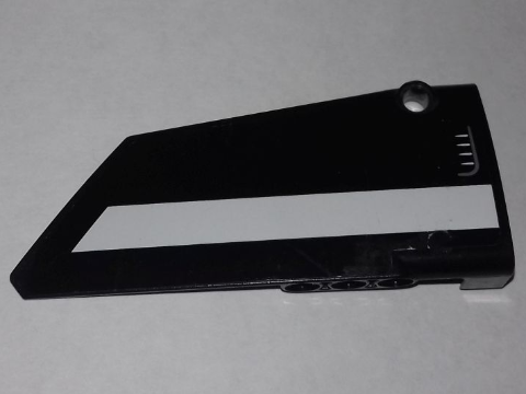Lego Technic, Panel Fairing #18 Large Smooth, Side B with White Stripe and Air Intake Grille Pattern (Sticker) - Set 9395 / Black