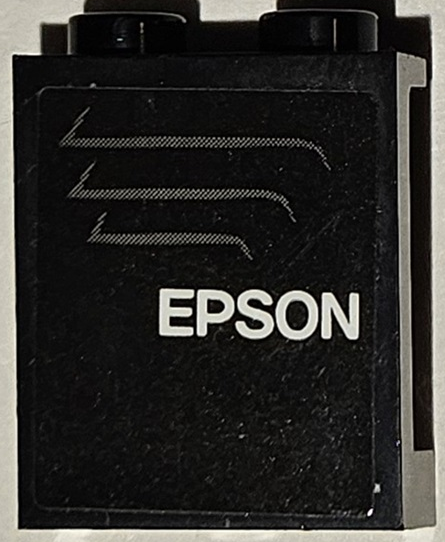 Lego Panel 1 x 2 x 2 with Side Supports - Hollow Studs with White 'EPSON' and Dark Bluish Gray Air Vent Pattern Model Right Side (Sticker) - Set 75883