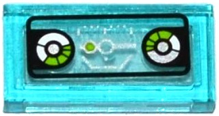 Lego Tile 1 x 2 with Lime and Silver Head-Up Display (HUD) and 2 Gauges Pattern (Sticker) - Set 70173 / Trans-Light Blue