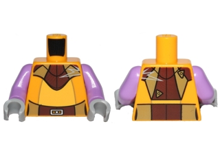 Lego Torso SW Jumpsuit with Dark Brown and Dark Tan Belt and Neck Plate Pattern (Garazeb 'Zeb' Orrelios) / Medium Lavender Arms / Light Bluish Gray Hands