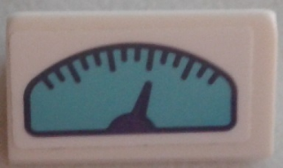 Lego Slope 30 1 x 2 x 2/3 with Medium Azure Gauge with Dark Purple Needle on White Background Pattern (Sticker) - Set 41310