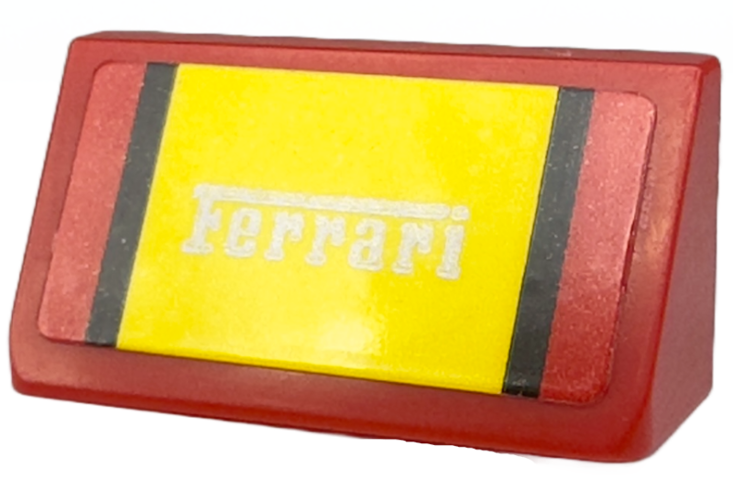 Lego Slope 30 1 x 2 x 2/3 with Silver 'Ferrari' and Black and Yellow Stripes Pattern (Sticker) - Set 76914