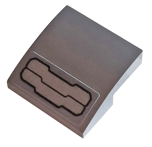 Lego Slope, Curved 2 x 2 x 2/3 with Hull Plate Pattern Angled Down (Sticker) - Set 76124