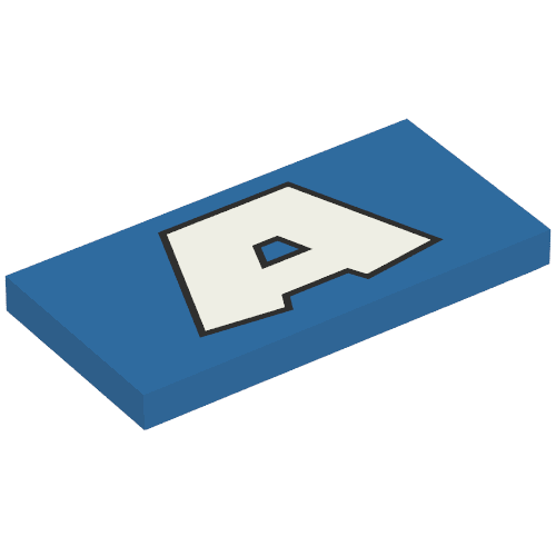 Lego Tile 2 x 4 with Captain America SDCC Stylized 'A' Print / Blue