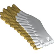 Lego Animal Body Part, Bird, Eagle Wing - Right with Metallic Gold Feathers Print / White