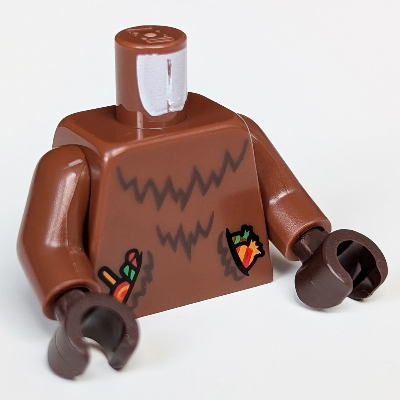 Lego Torso, Dark Brown Fur Print, Reddish Brown Arms, Dark Brown Hands / Reddish Brown