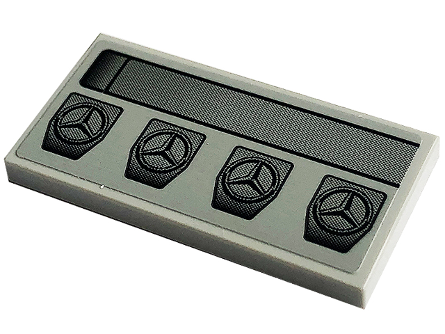 Lego Tile 2 x 4 with Black Mercedes-Benz Logos and Stripe Pattern (Sticker) - Set 42129 / Light Bluish Gray