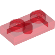 Lego Plate 1 x 2 / Trans-Red