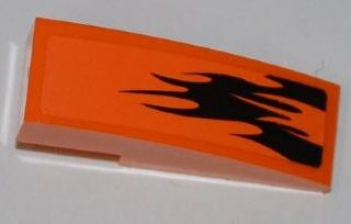 Lego Slope, Curved 3 x 1 with Black Flames Pattern Model Right (Sticker) - Set 7971