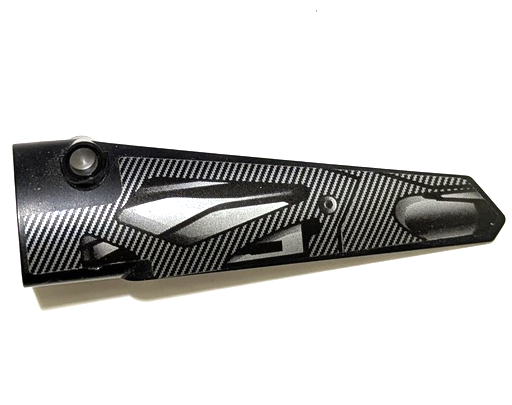 Lego Technic, Panel Fairing # 5 Long Smooth, Side A with Silver Carbon Fiber and Air Vents Pattern (Sticker) - Sets 42151 / 42162 / Black