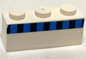 Lego Brick 1 x 3 with Ferry Squares Light Blue and Black in 1 Line Pattern (Sticker) - Set 1554 / White