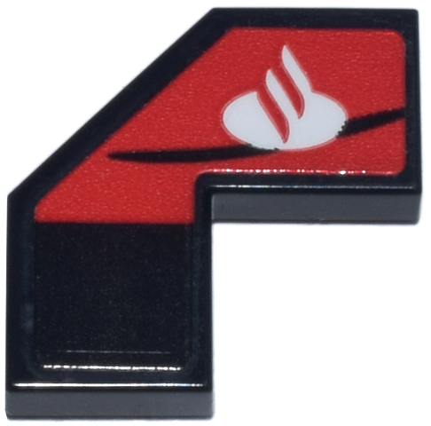 Lego Tile, Modified Facet 2 x 2 with White Santander Logo on Red Panel Pattern Model Left Side (Sticker) - Set 77242