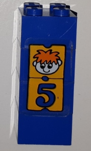 Lego Stickered Assembly 2 x 2 x 4 with Boy and Number 5 Pattern (Sticker) - Set 3681