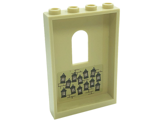 Lego Panel 1 x 4 x 5 Wall with Window with Hanging Frames with School Rules and Bricks Pattern on Inside (Sticker) - Set 71043
