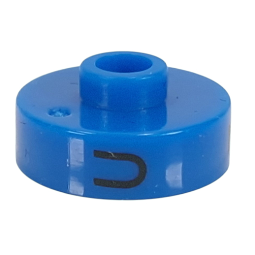 Lego Pen Bead, Round Short, Flat Edge with 'U', '7', 'J' Print / Blue