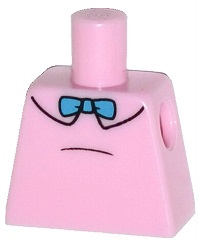 Lego Torso Simpsons Shirt with Black Collar Outline and Dark Azure Bow Tie Pattern / Bright Pink