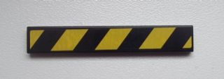 Lego Tile 1 x 6 with Black and Yellow Danger Stripes Pattern (Sticker) - Set 9486