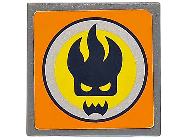 Lego Road Sign 2 x 2 Square with Clip with Agents Dr. Inferno Logo Pattern (Sticker) - Set 8634 / Dark Bluish Gray