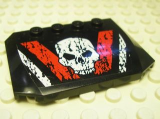 Lego Wedge 4 x 6 x 2/3 Triple Curved with Skull Pattern (Sticker) - Set 8140