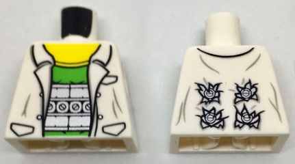 Lego Torso Lab Coat with Pockets over Bright Green Shirt Pattern (Doc Ock) / White
