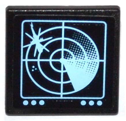 Lego Road Sign 2 x 2 Square with Clip with Medium Blue Helicopter on Radar Screen and 6 Buttons Pattern (Sticker) - Set 60036
