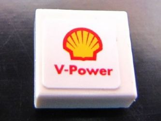 Lego Tile 1 x 1 with Shell Logo and 'V-Power' Pattern (Sticker) - Set 30190
