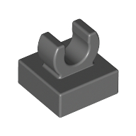 Lego Tile Special 1 x 1 with Clip with Rounded Edges / Dark Bluish Gray
