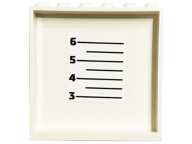 Lego Panel 1 x 6 x 5 with Black Horizontal Lines with Number 3, 4, 5 and 6 Height Chart Pattern on Inside (Sticker) - Set 60316